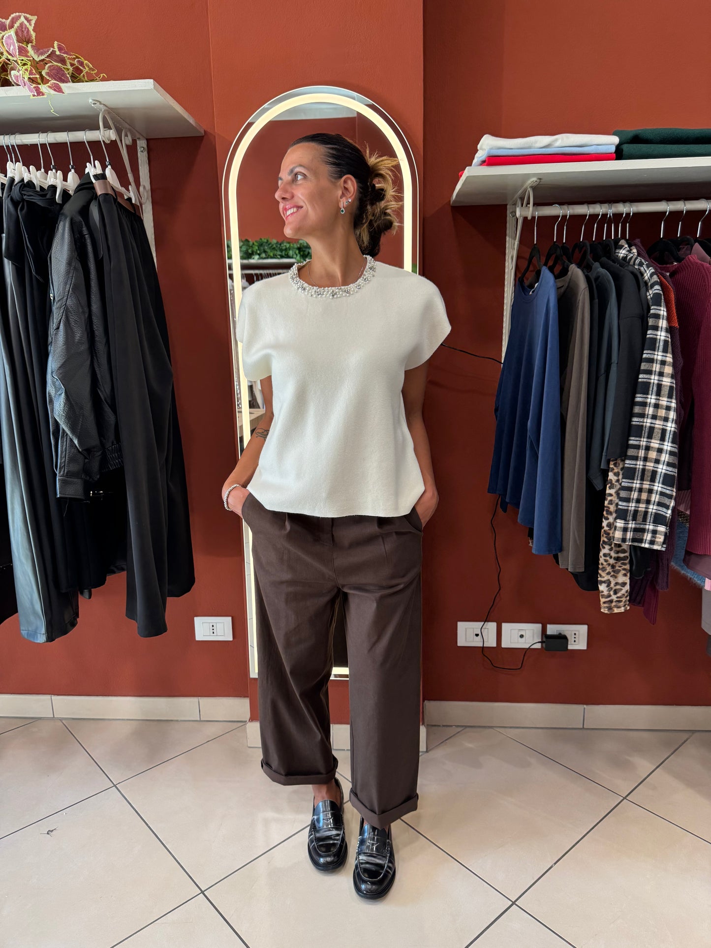 Susymix-Gilet in maglia con strass