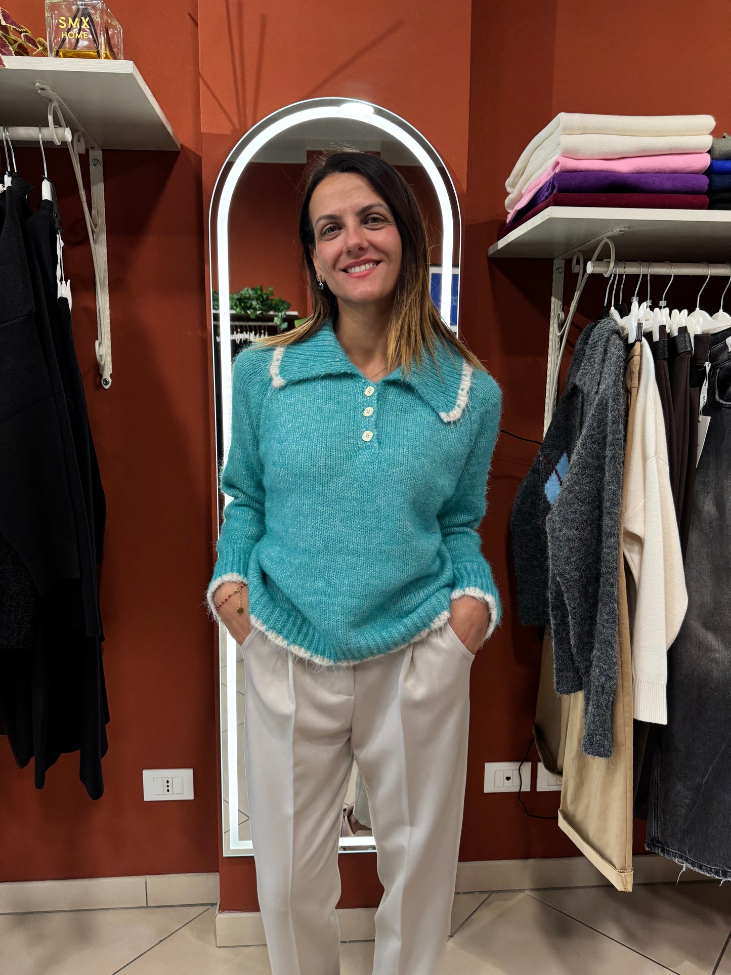 Rocknroll -Pullover con maxi colletto