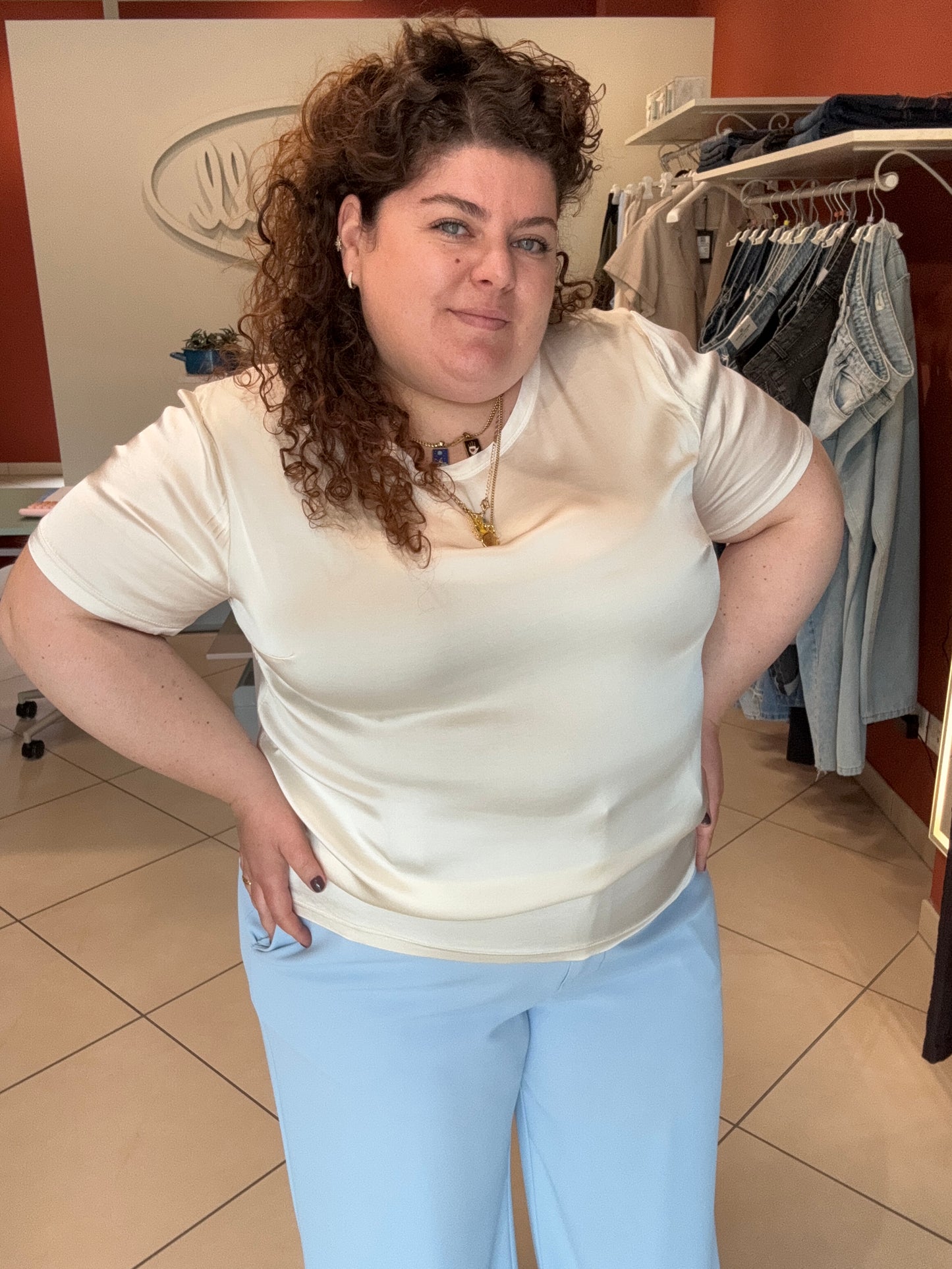 Susystar- T-shirt in raso di viscosa
