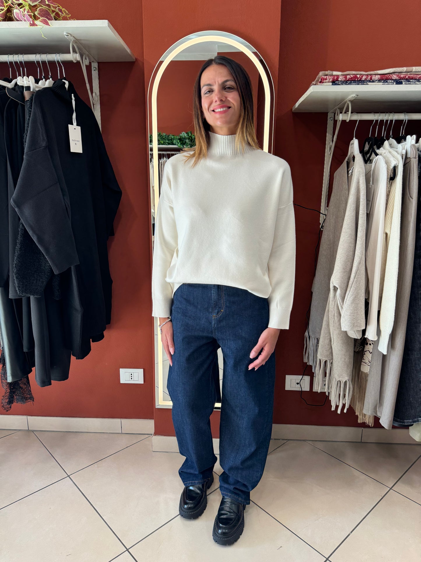 Susymix-Denim lavaggio medio wide-leg