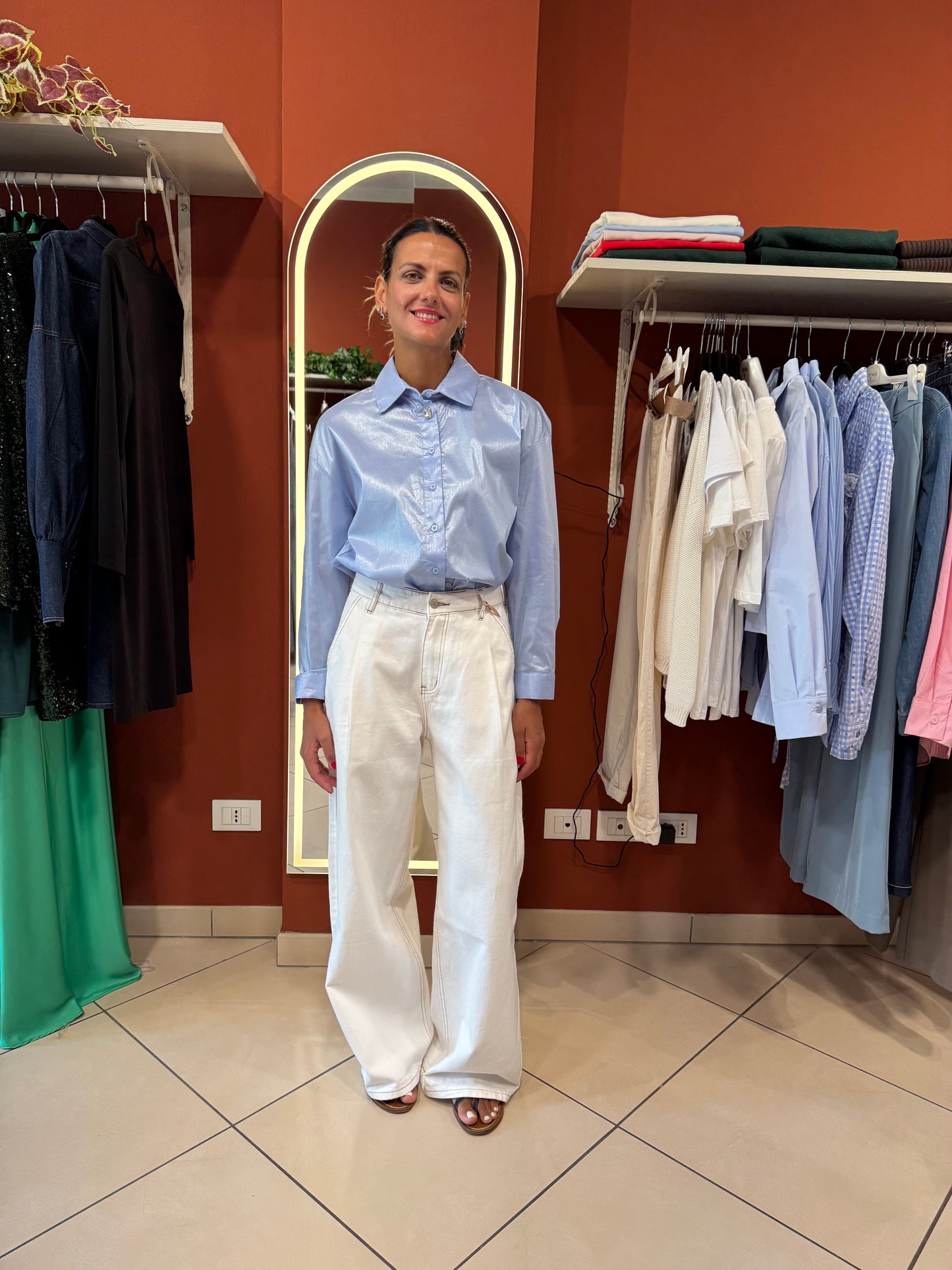 Rocknroll- Denim a palazzo con pence