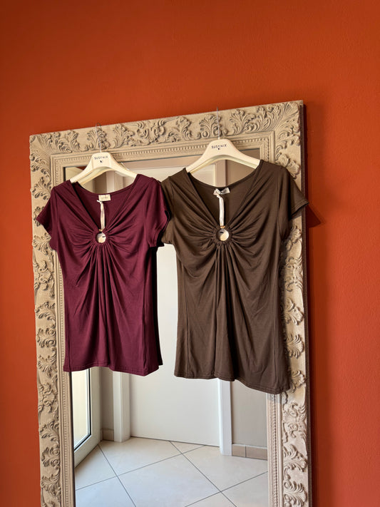 Susymix-T-shirt con oblò in viscosa