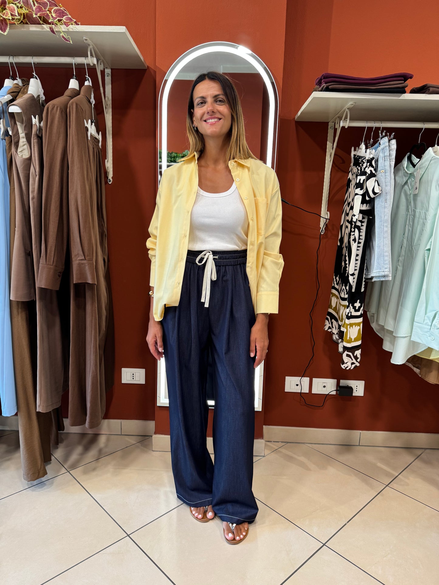 Rocknroll -Camicia giallo pastello