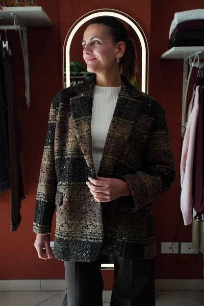 Susymix-Blazer in tweed con micro paillettes