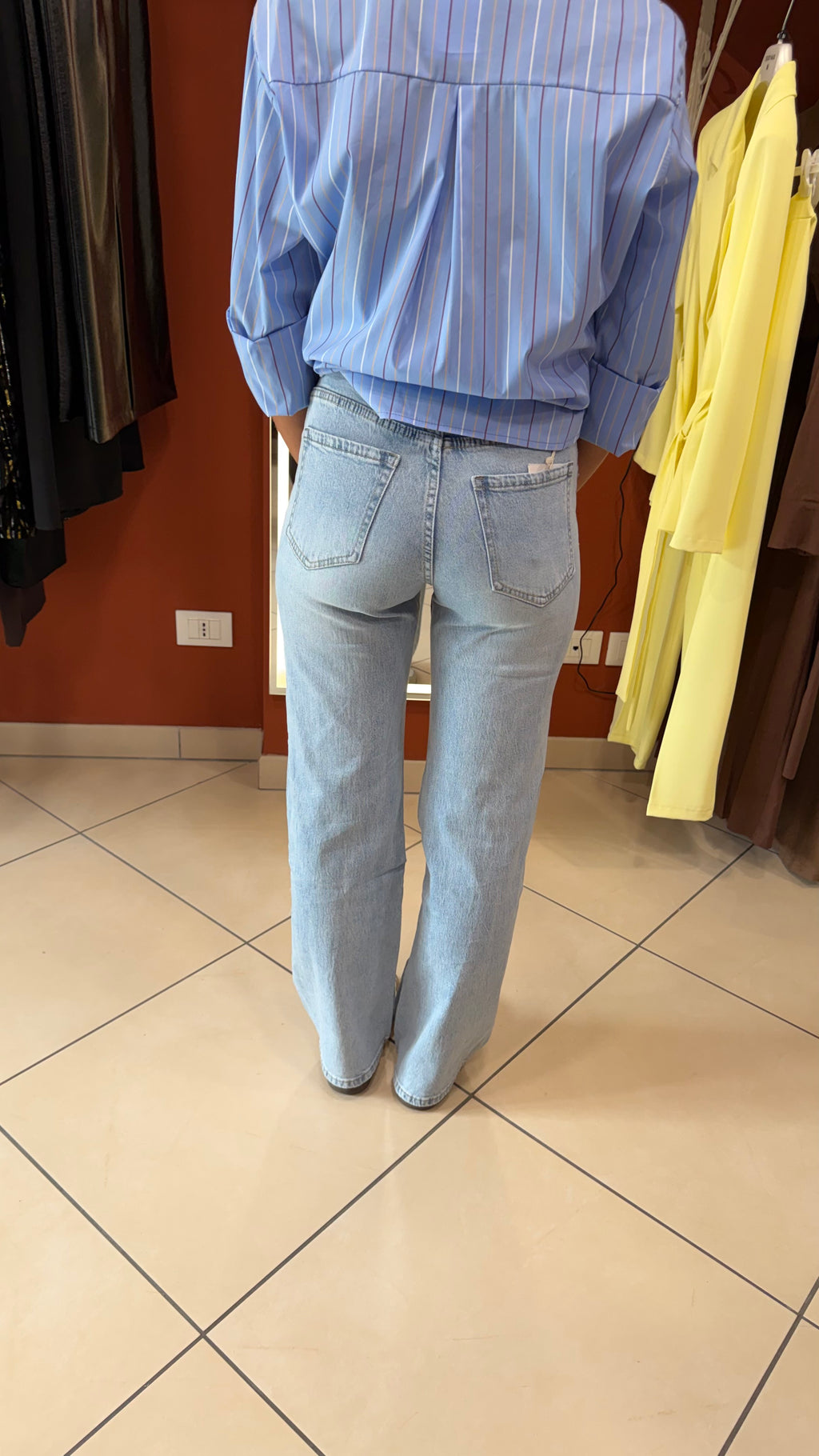 Denim wide leg chiaro- Rocknroll