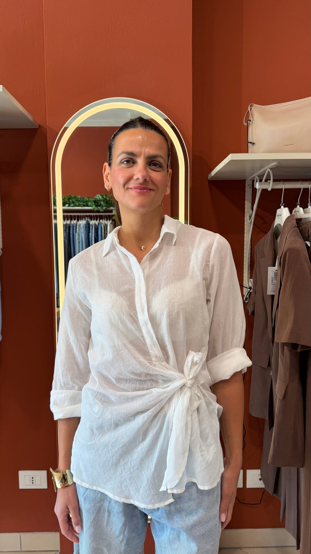 Camicia in mussola con allacciatura laterale -Susymix