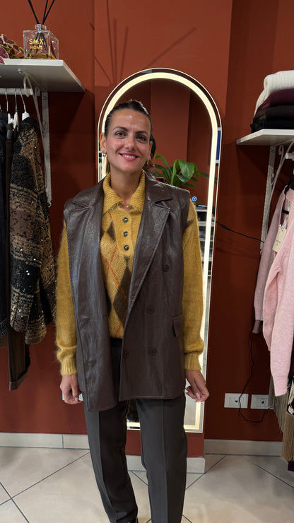 Susymix - Gilettone doppio petto in ecopelle