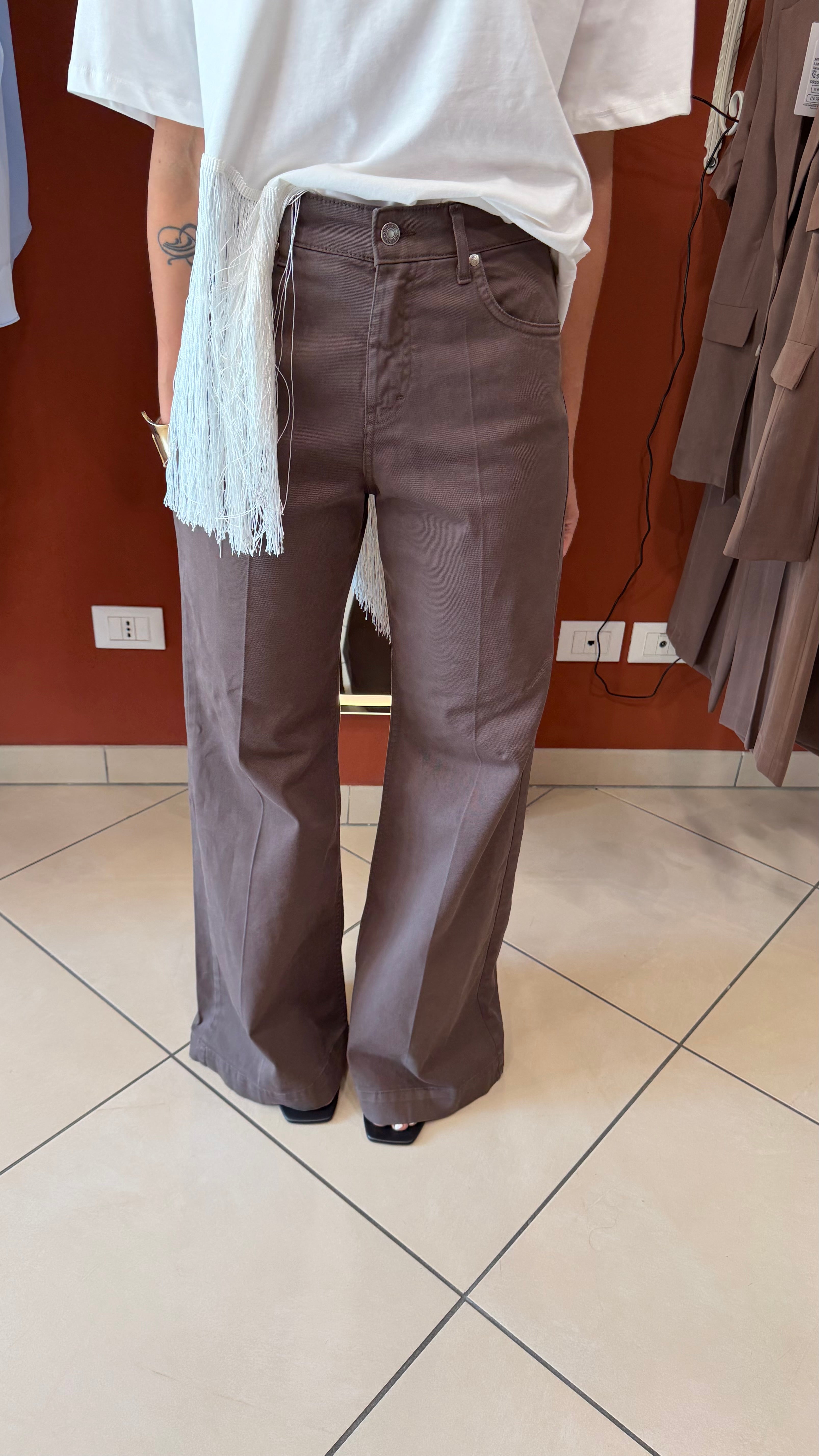 Denim palazzo/flare cioccolato- Susymix