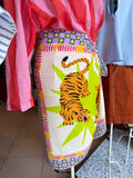 Gonna a pareo corta stampa tigre-Rocknroll