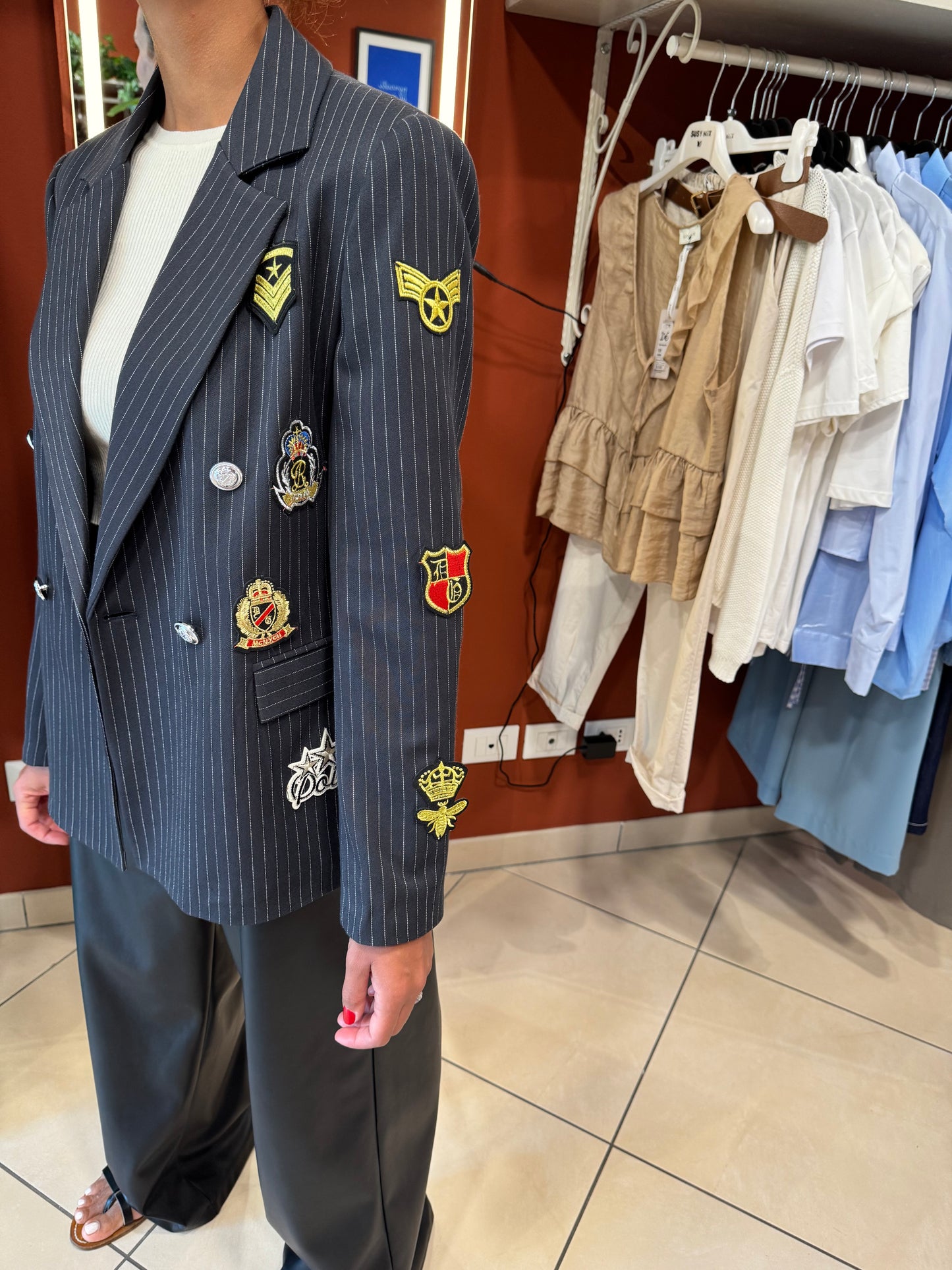 Susymix -Blazer doppiopetto con patch
