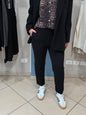 Susymix- Pantalone in punto Milano con risvolto