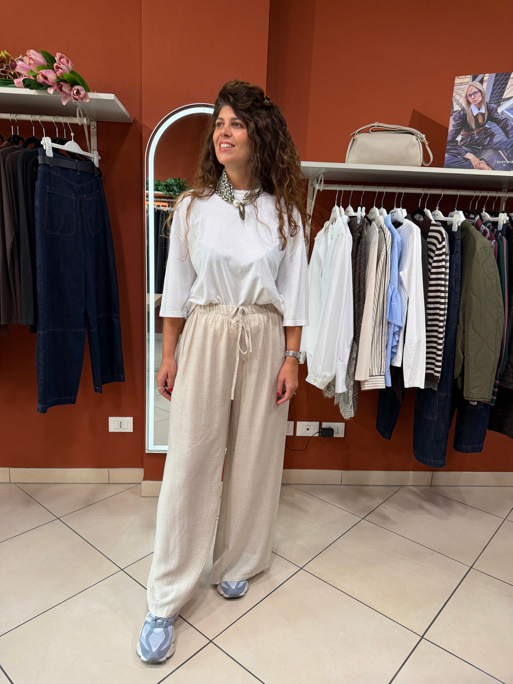 Pantalone palazzo misto lino e viscosa- Susystar