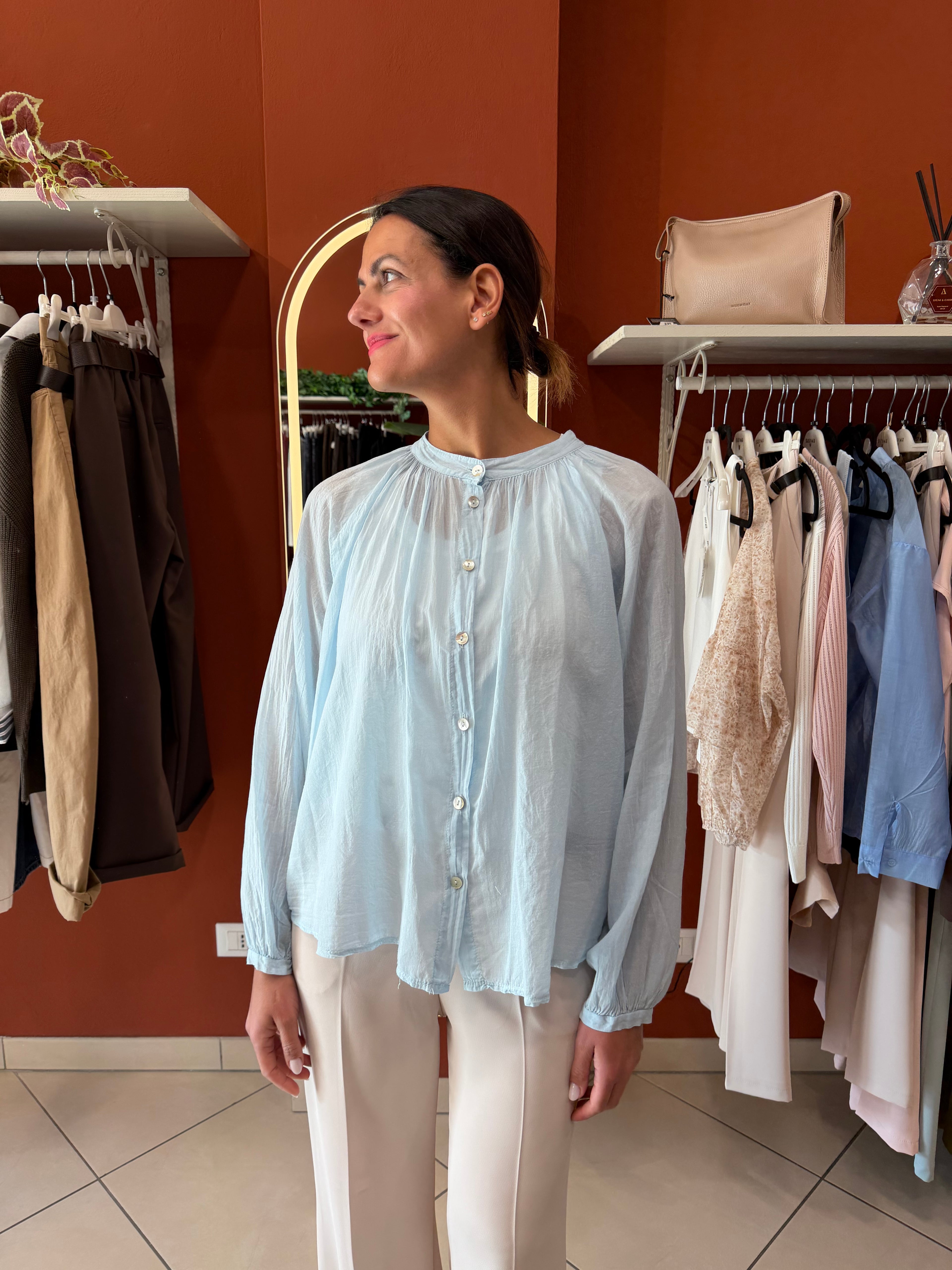 Camicia alla coreana in mussola di cotone - Susymix