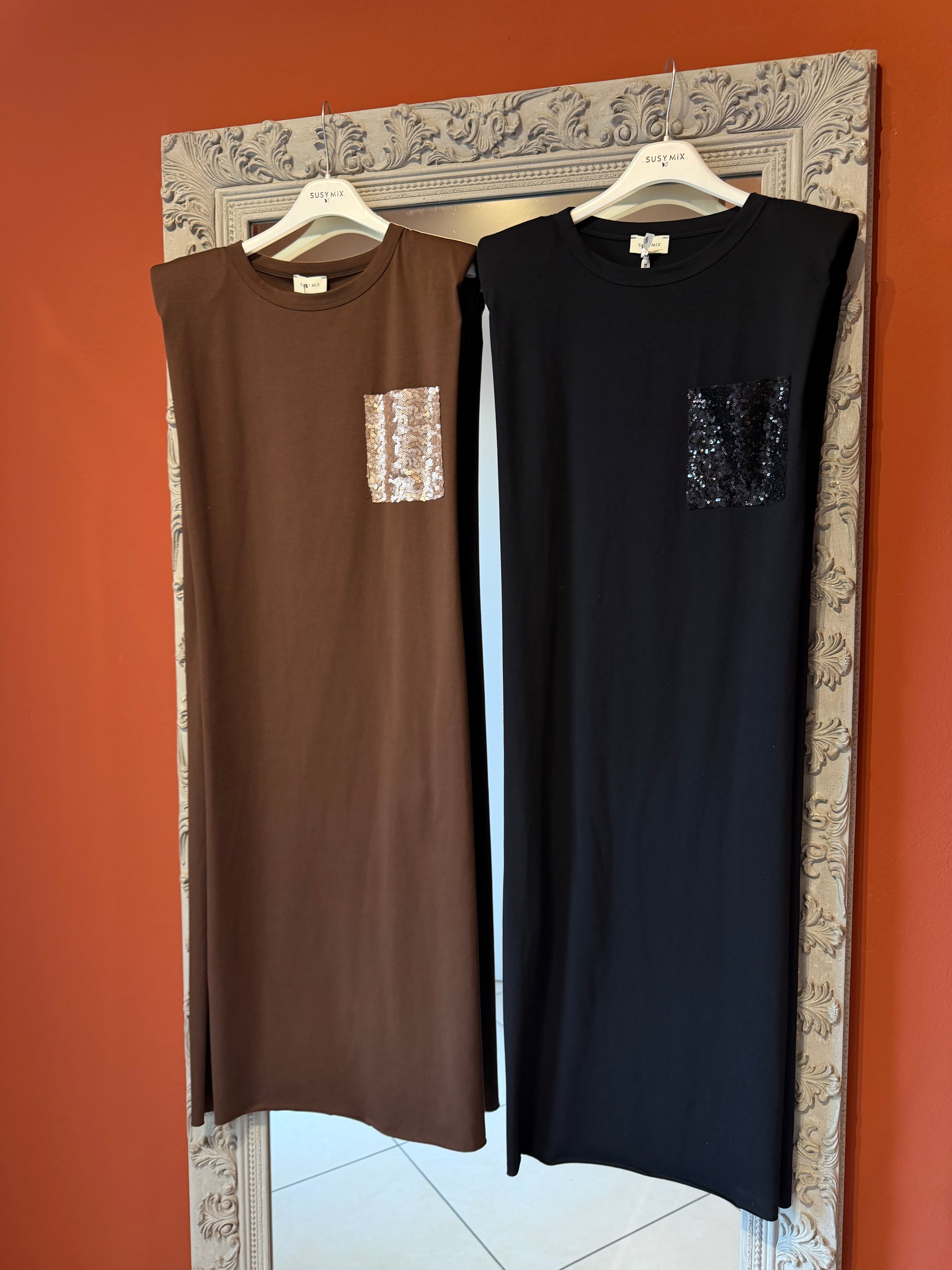 Abito con tasca in paillettes-Susymix