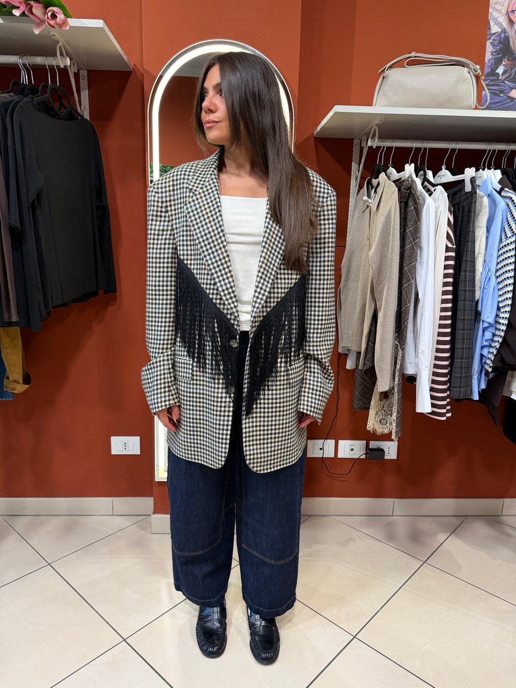 Blazer vintage con frange-Susymix