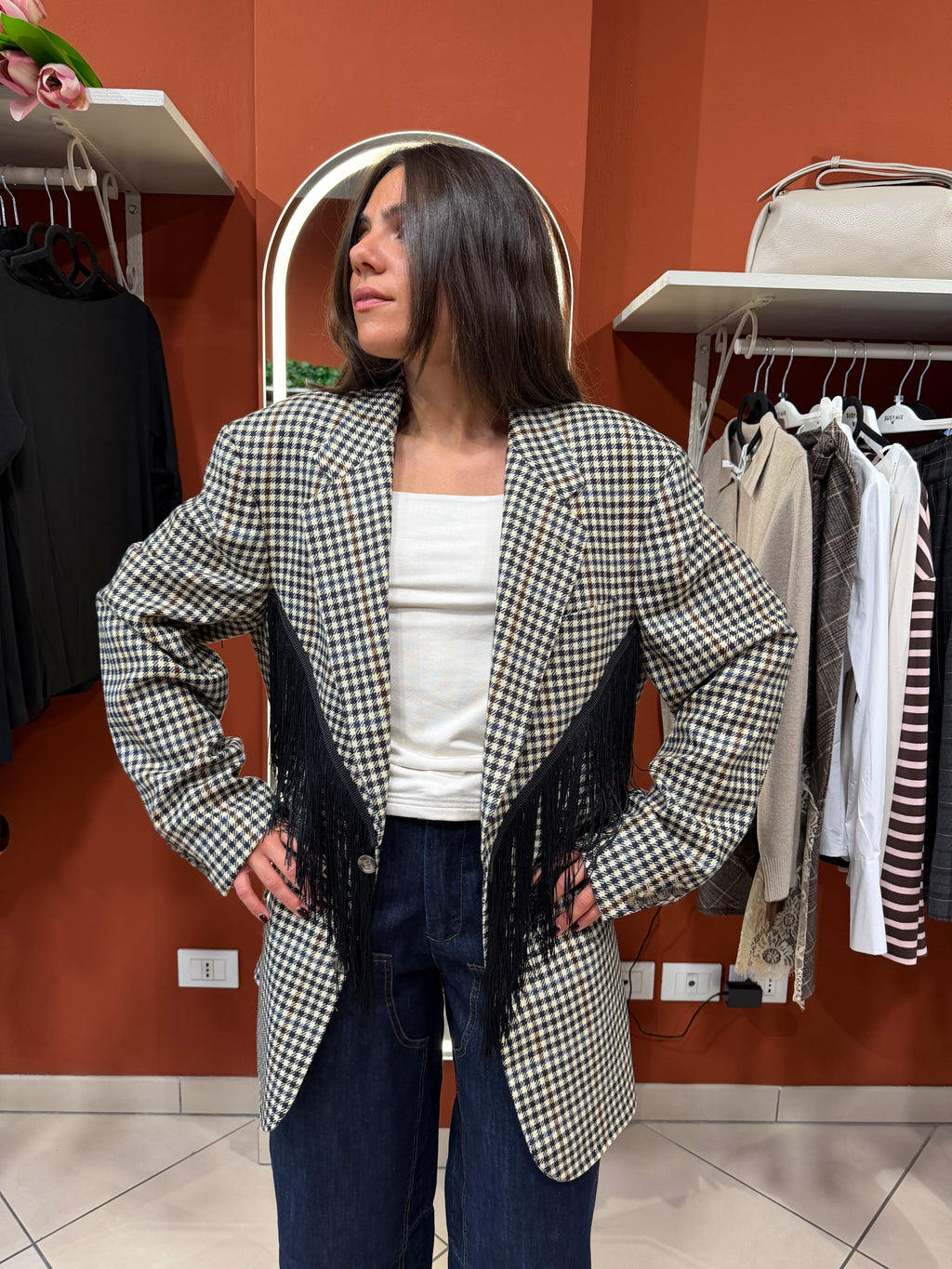 Blazer vintage con frange-Susymix