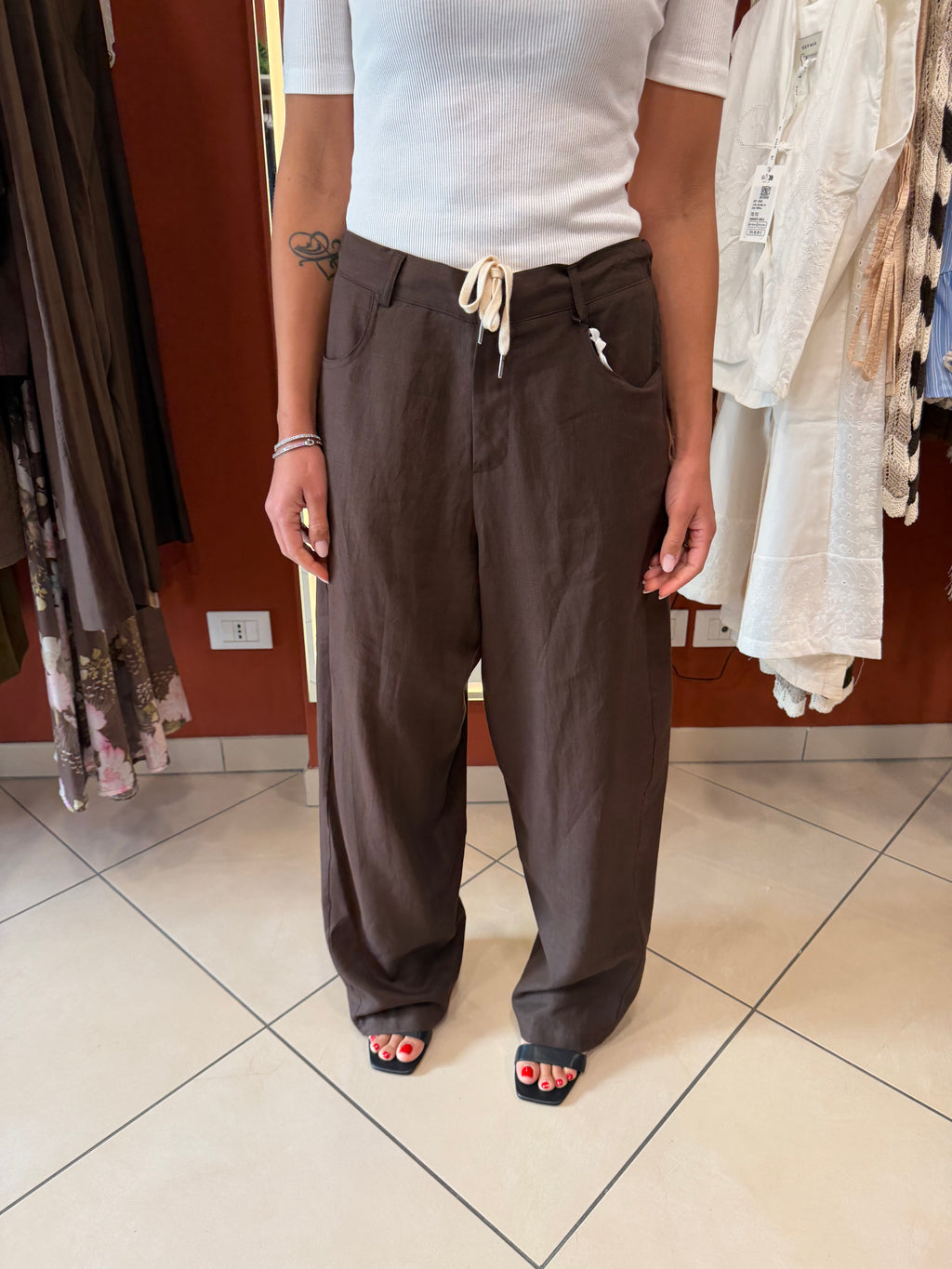 Pantalone a palazzo lino e viscosa - Susymix