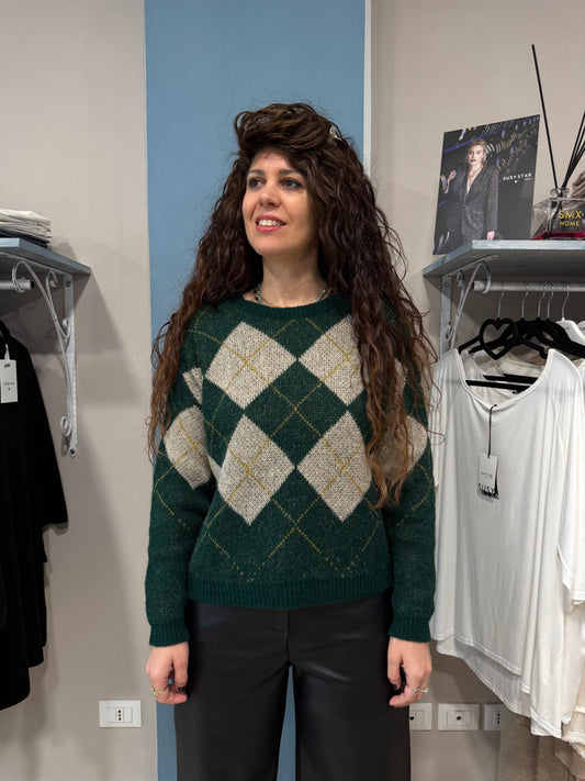 Susymix-Pullover girocollo con rombo color corda