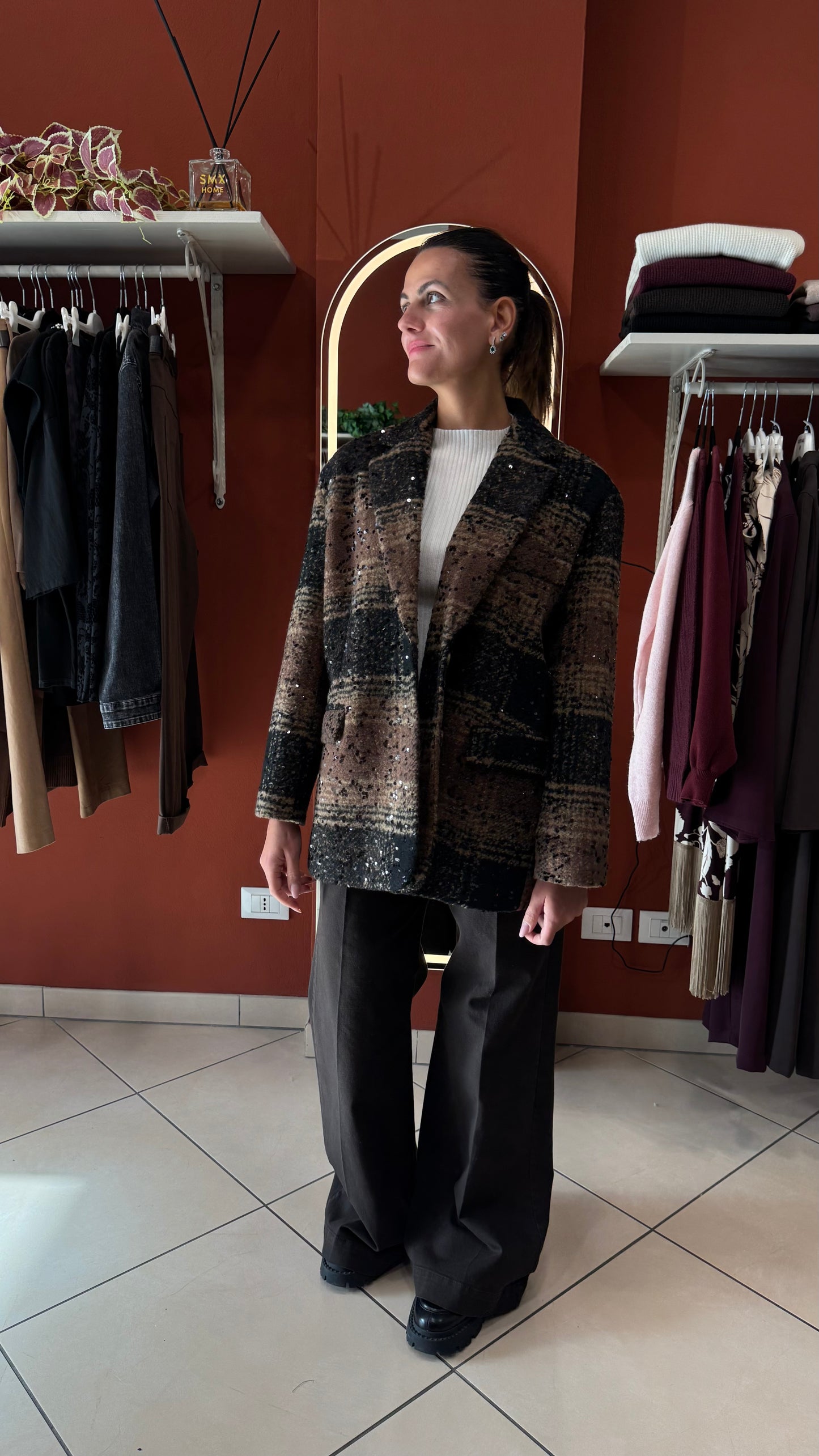 Susymix-Blazer in tweed con micro paillettes