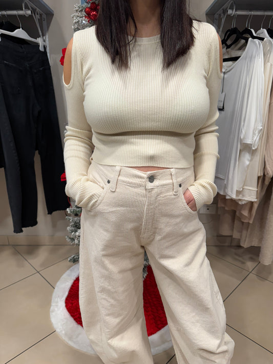 Rocknroll - Girocollo crop con cut-out