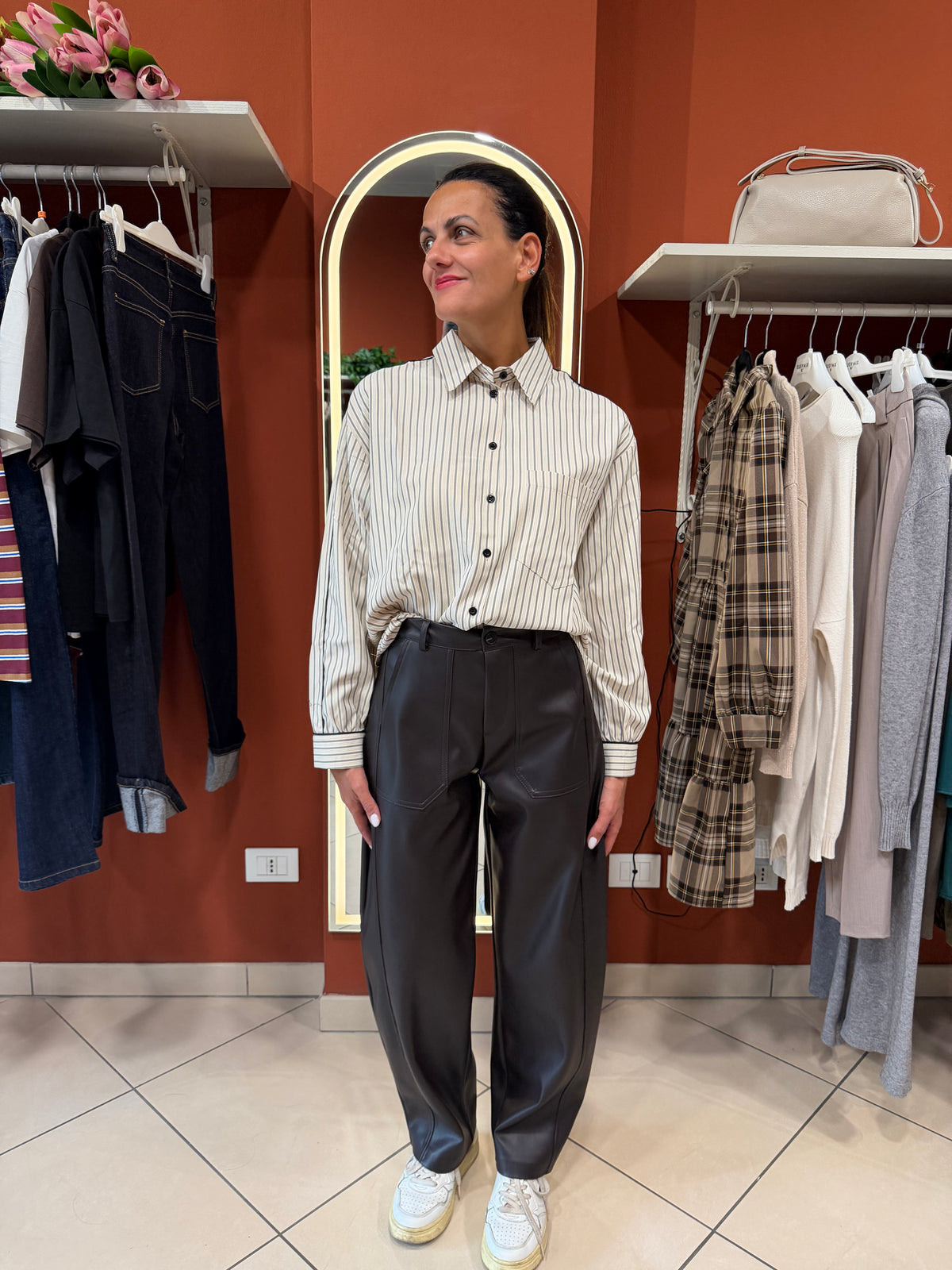 Pantalone Barrel in ecopelle-Susymix