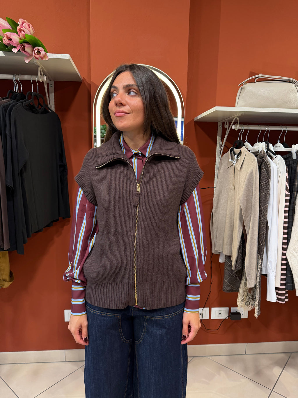 Gilet con zip-Susymix