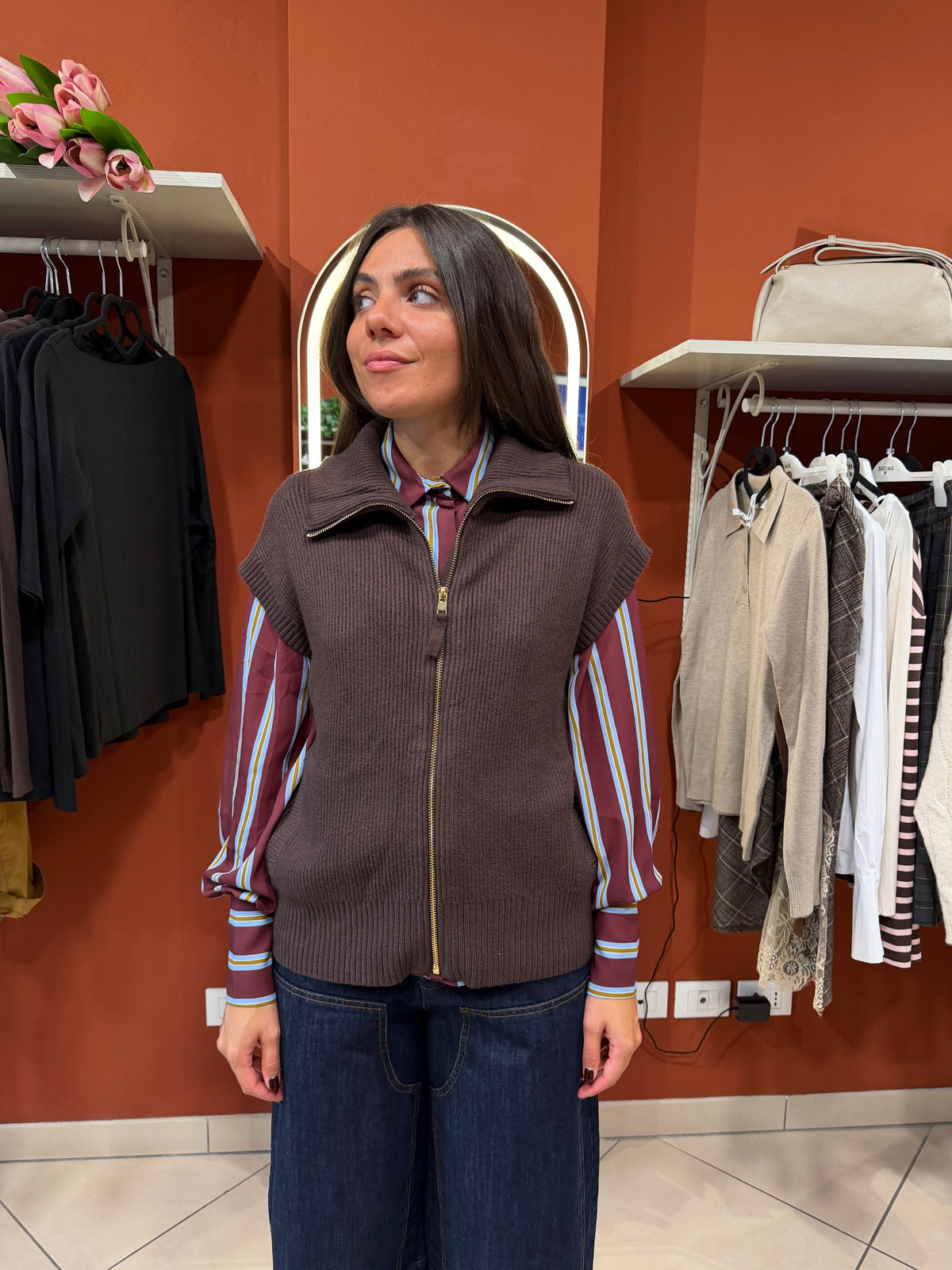 Gilet con zip-Susymix