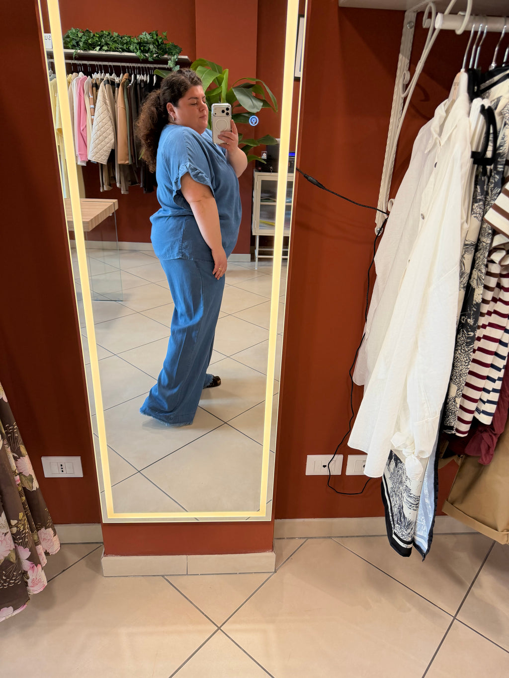 Pantalone palazzo in chambray- Susystar