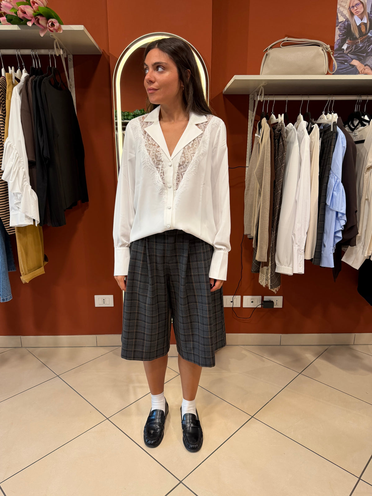 Camicia scollo a V con pizzo-Susymix