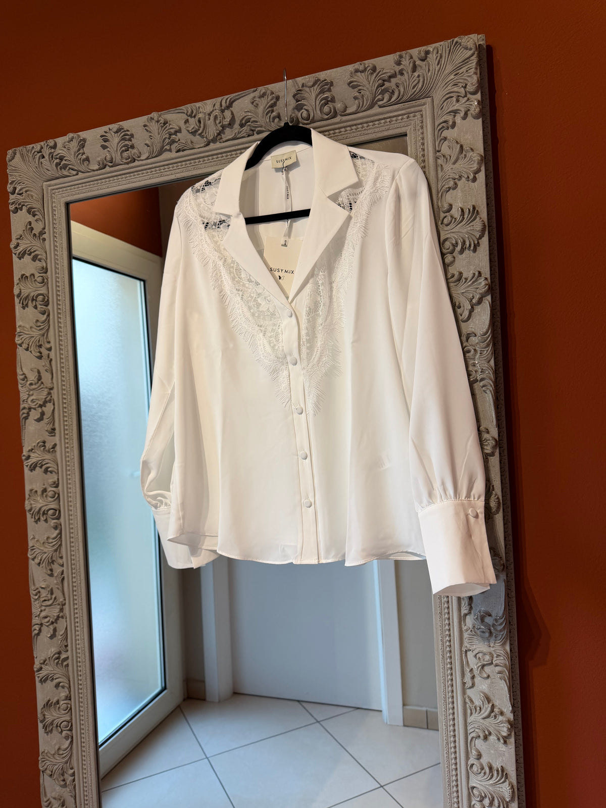 Camicia scollo a V con pizzo-Susymix
