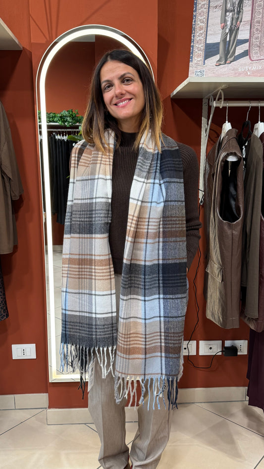 Susystar -Sciarpa in check viscosa rasata