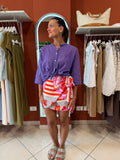 Gonna a pareo corta in stampa multicolor -Rocknroll