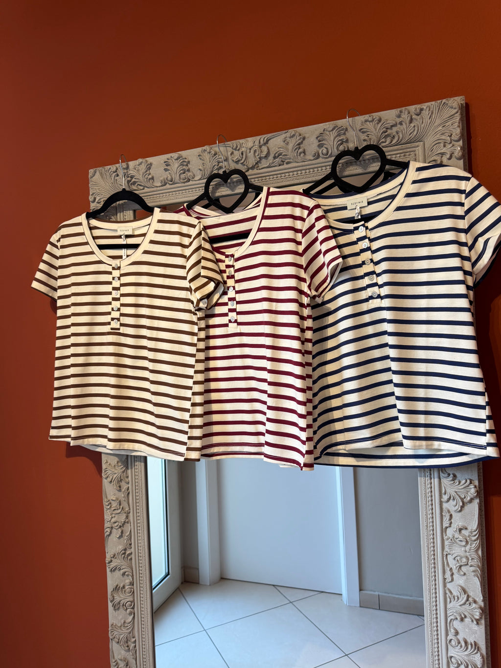 T-shirt serafino a righe- Susymix