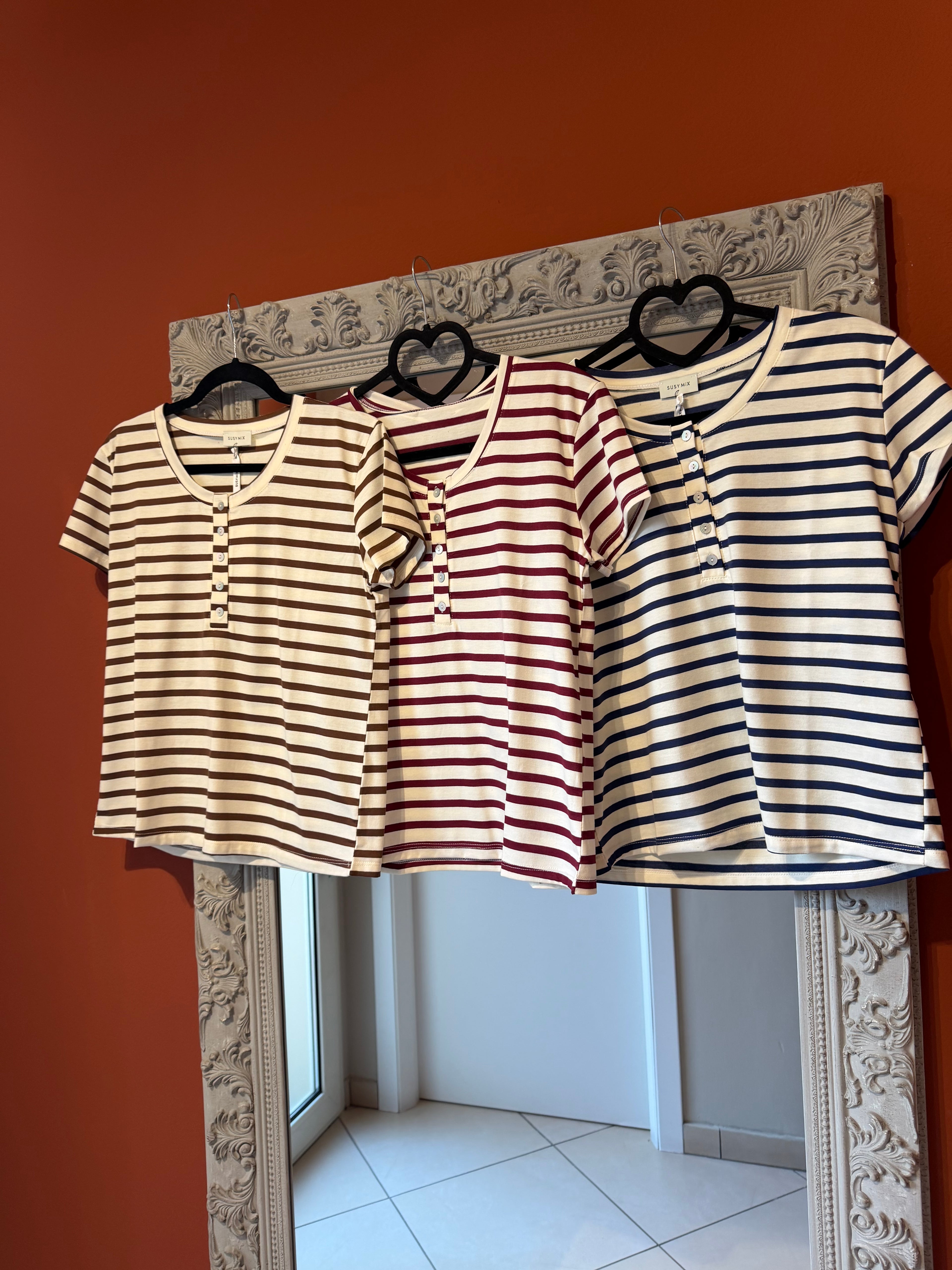 T-shirt serafino a righe- Susymix