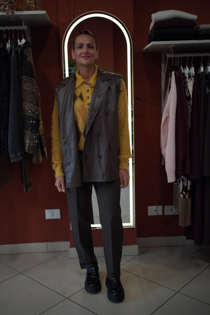 Susymix - Gilettone doppio petto in ecopelle