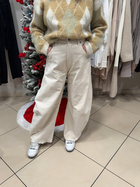 Susymix- Pantalone Barrel in velluto
