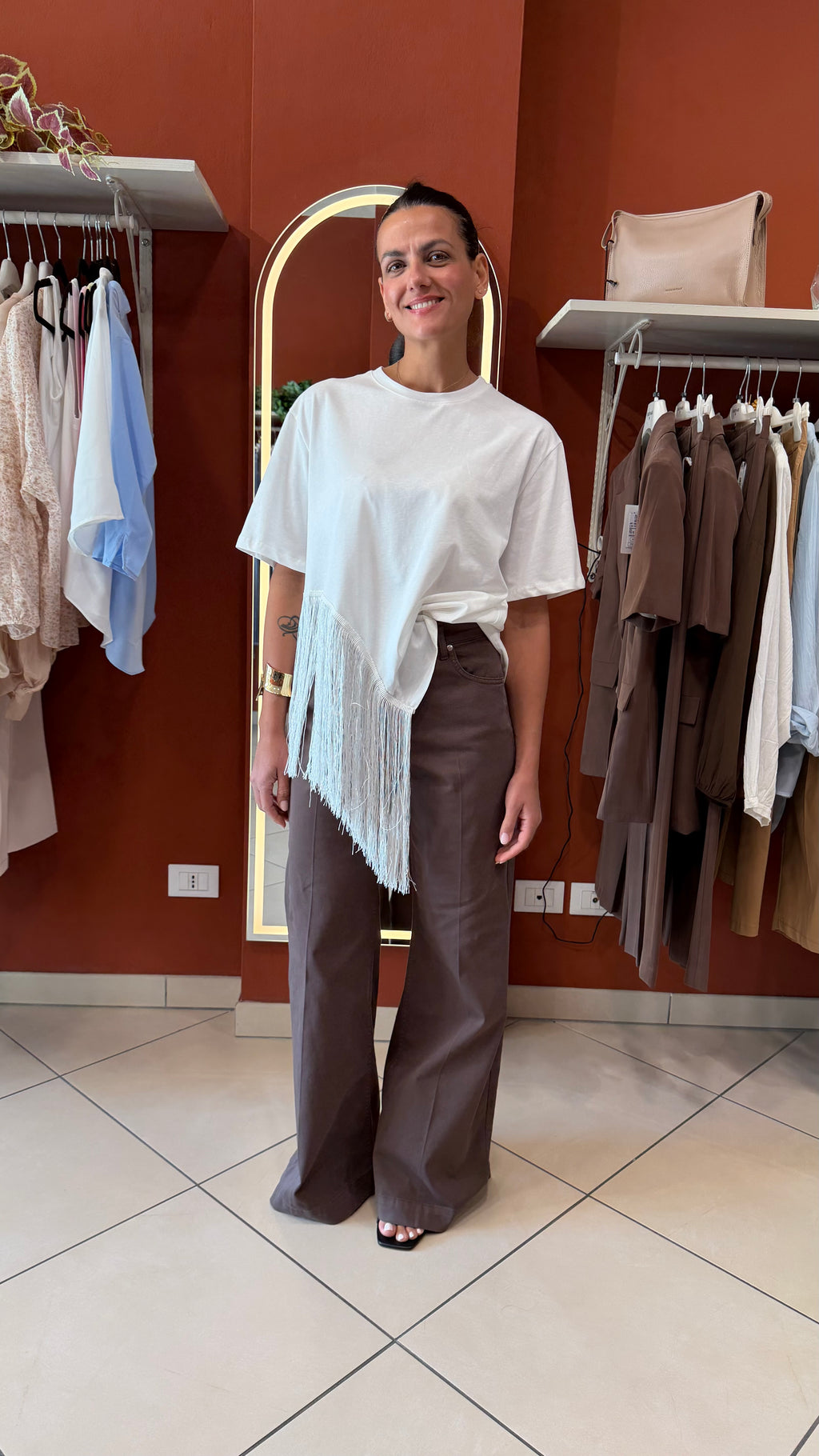 Denim palazzo/flare cioccolato- Susymix