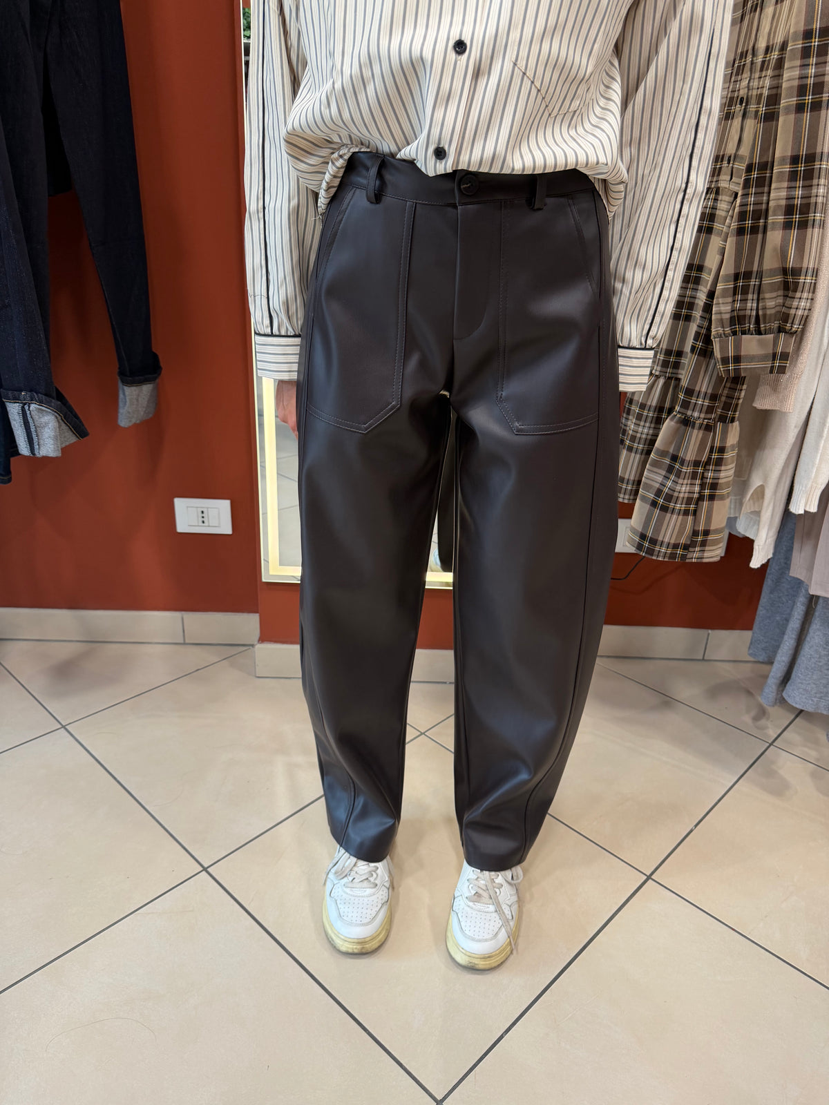 Pantalone Barrel in ecopelle-Susymix
