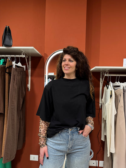 Rocknroll- Maxi t-shirt con manicotto animalier