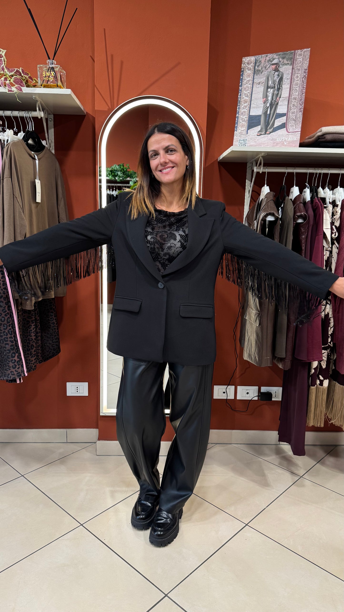 Susymix-Balzer con frange in paillettes