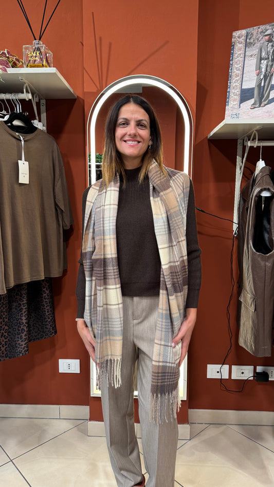 Susystar -Sciarpa in check viscosa rasata