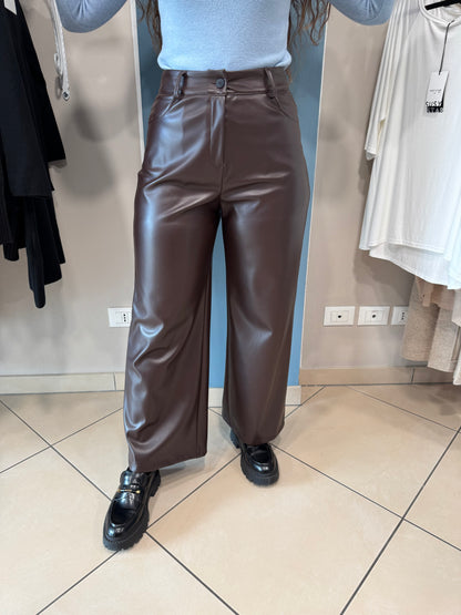 Susymix-Pantalone wide-leg in ecopelle