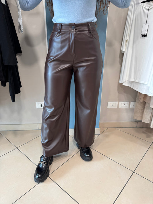 Susymix-Pantalone wide-leg in ecopelle