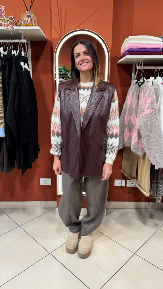 Susymix - Gilettone doppio petto in ecopelle