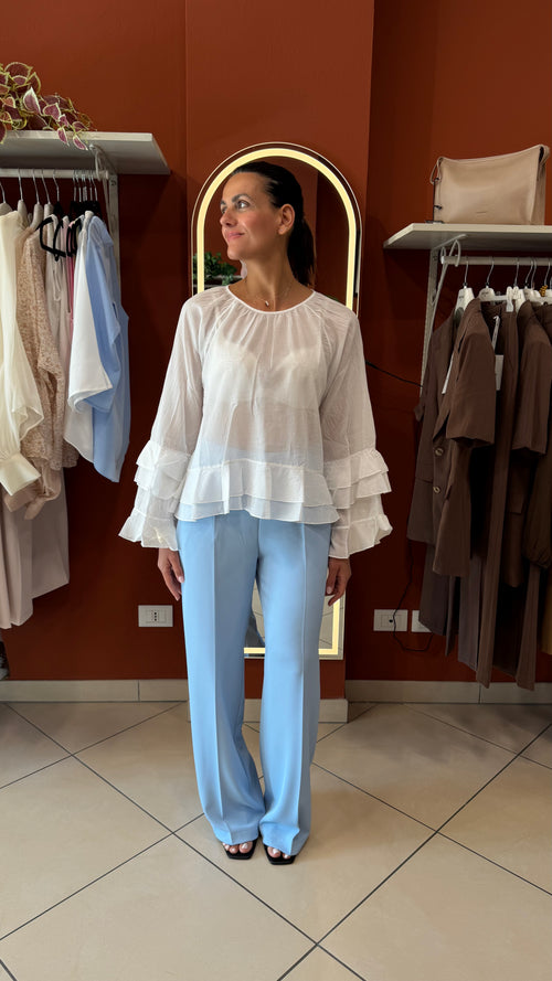 Blusa con rouches in mussola di cotone - Susymix