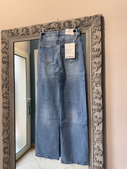 Rocknroll- Denim Wide leg lavaggio medio
