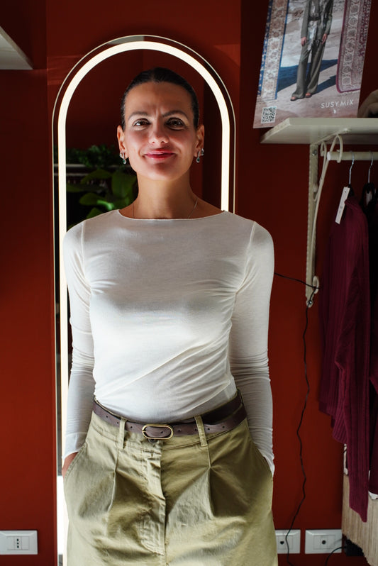 Susymix- Basica a barchetta in misto cashmere