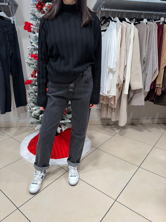 Susymix-Denim mom fit con chiusura a strass