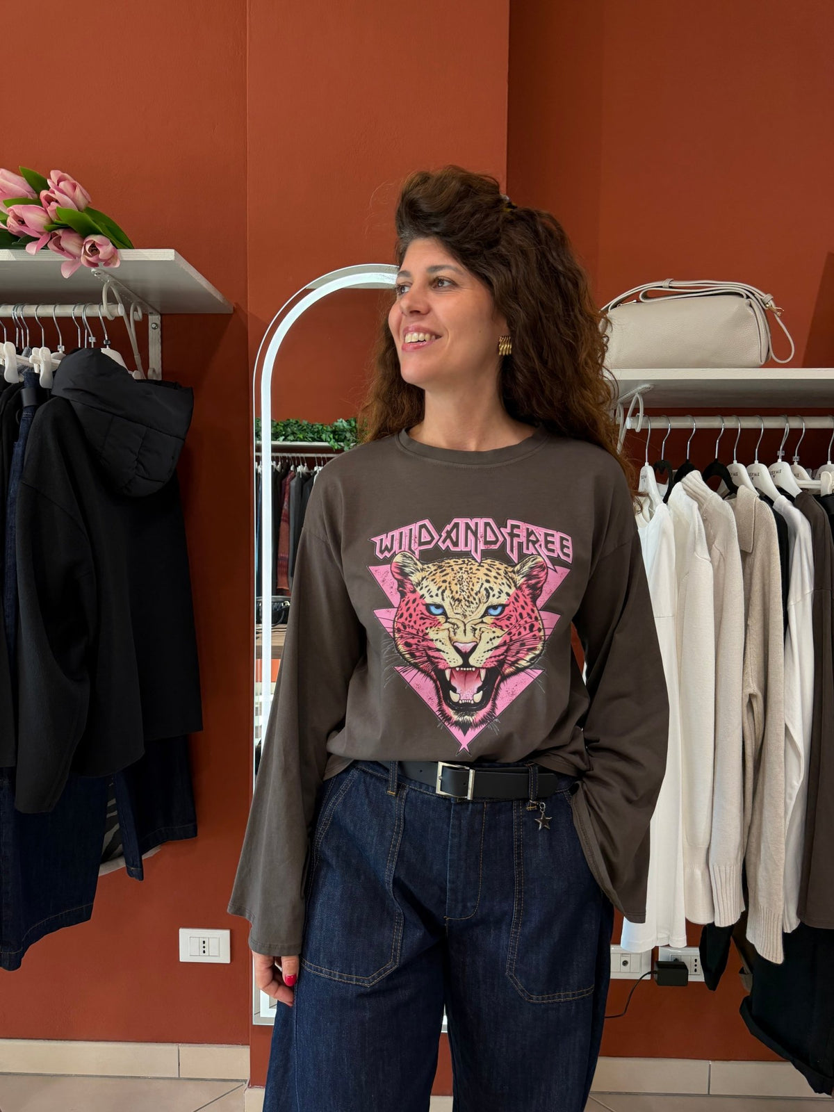 T-shirt manica lunga con tigre- Susymix - Rocknroll Atelier